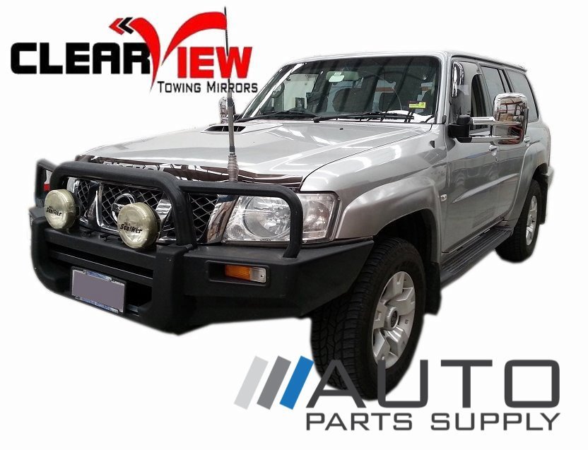 Nissan GU Patrol Electric Towing Mirrors Chrome 1997Current *Clearview*