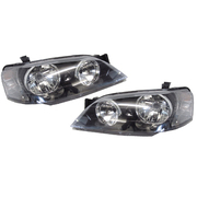Pair of Black Headlights suit Ford BA BF Series 1 Falcon XT 2002-2006