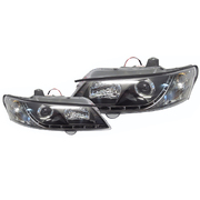 Holden VY Commodore Headlights Black LED Performance Lights 2002-2004