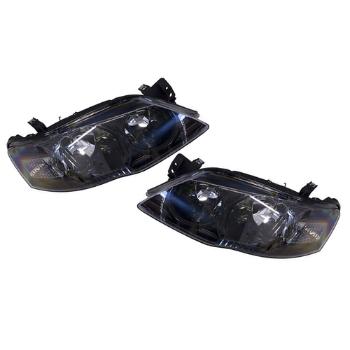 Pair of Black Headlights suit Ford BF Falcon Series 2 / 3 2006-2011