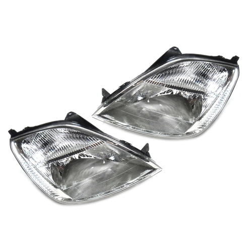 Pair of Chrome Headlights suit Ford WP Fiesta 2003-2005