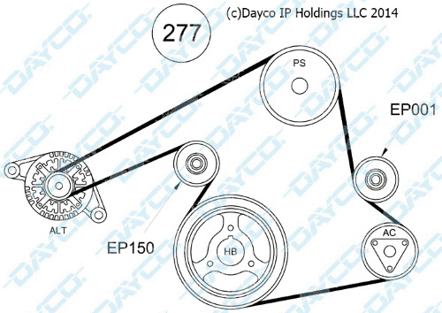 Dayco 4PK855 Alternator Belt for Hyundai Accent LC 1.5L Petrol G4EC