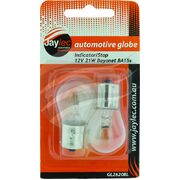 Pkt 2 Bayonet Globe BA15s 12V 21W BA15s-P21W Base Blister Pack