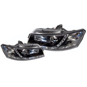 Holden VZ Commodore Headlights Black LED Performance Lights 2004-2007