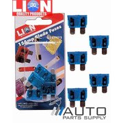 5 Piece 15 Amp Blade Type Fuse Pack *Lion Products*