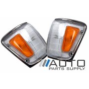 Pair of Indicators Corner Lights (Chrome) For Toyota Hilux 4wd 1988-1991