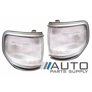 Pair of Corner Lights Grey Surround For Toyota 80 Series Landcruiser Sahara 90-98