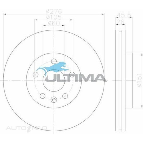Ultima 276mm Front Brake Rotor For Holden JG Cruze 1.8ltr F18D4 2009-2011
