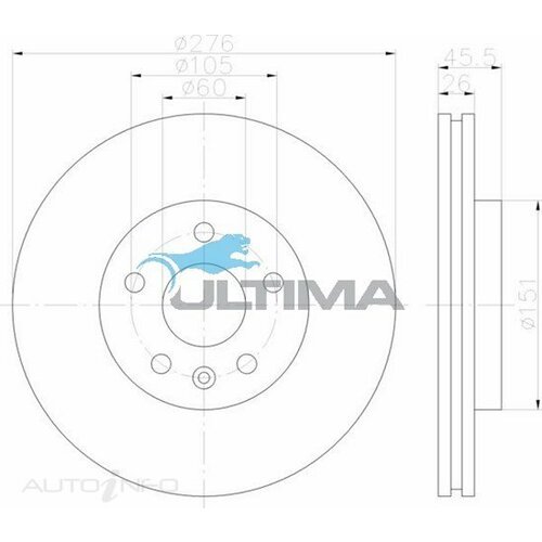 Ultima 276mm Front Brake Rotor For Holden JG Cruze 1.8ltr F18D4 2009-2011