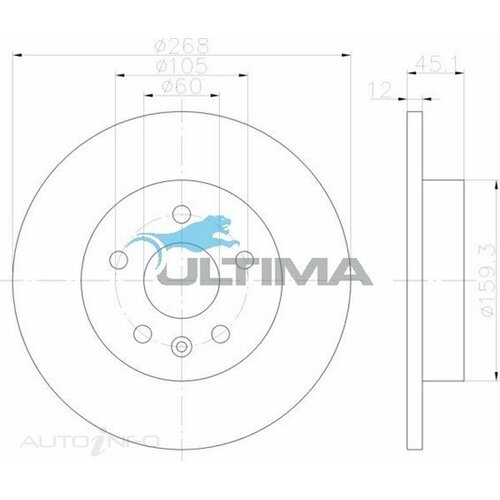 Ultima Rear Brake Rotor For Holden JG Cruze 1.8ltr F18D4 2009-2011