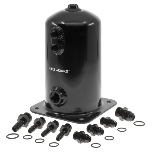 Raceworks 1.5ltr Surge Tank AN-8 Single Outlet Black - ALY-068BK