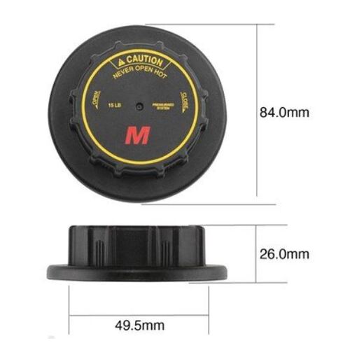 RADIATOR CAP 15PSI 90KPA RECOVERY PLASTIC SCREW TYPE - Part# CM15100