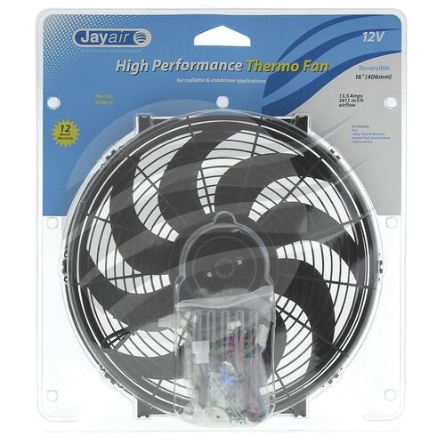 Universal 16" 12v Skew Blade Reversible Thermo Fan 3411M3/H