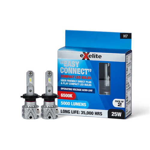 Pair of H7 Replacement 6500K 5000 lumen LED Globes / Bulbs 360° Beam Angle
