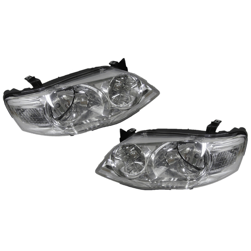 Pair of Headlights (Chrome) suit Ford BF Futura Fairmont Series 2/3 2006-2010