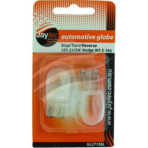 Pkt 2 Wedge Globe 12V 21/5W W3x16d W21/5W Base Blister Pack