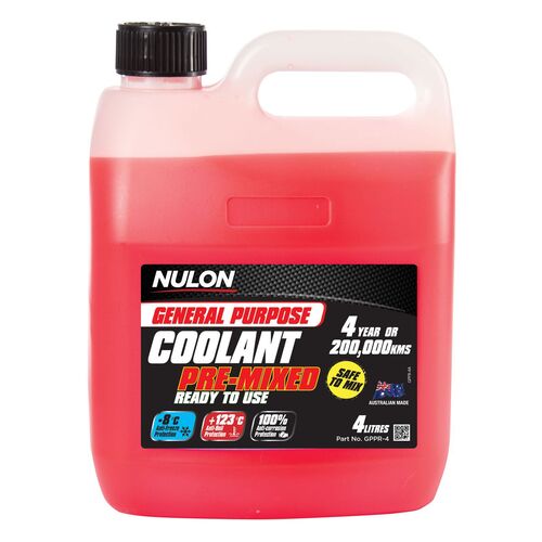 Nulon General Purpose Premix Coolant Red 4 Ltr - GPPR-4