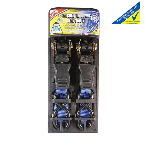 2 Piece Ratchet Strap Tie Down Set 4.57mtr x 25mm *Lion Products*