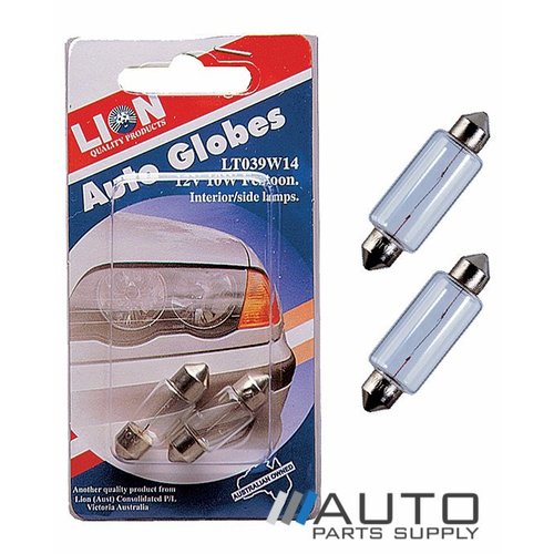 2 Piece Festoon 12v 10w Interior / Side Bulbs / Globes *Lion Products*