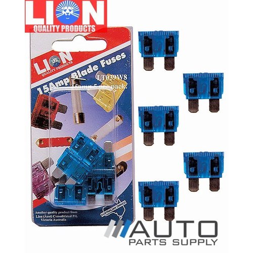 5 Piece 15 Amp Blade Type Fuse Pack *Lion Products*