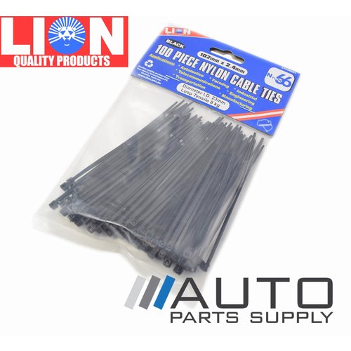 100 Piece Nylon Cable Zip Ties 102mm x 2.4mm *Lion Products*