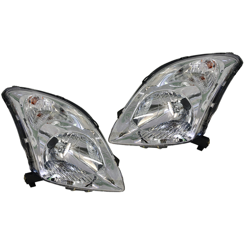 Pair of Standard Chrome Headlights To Suit Suzuki Swift EZ 2004-2011