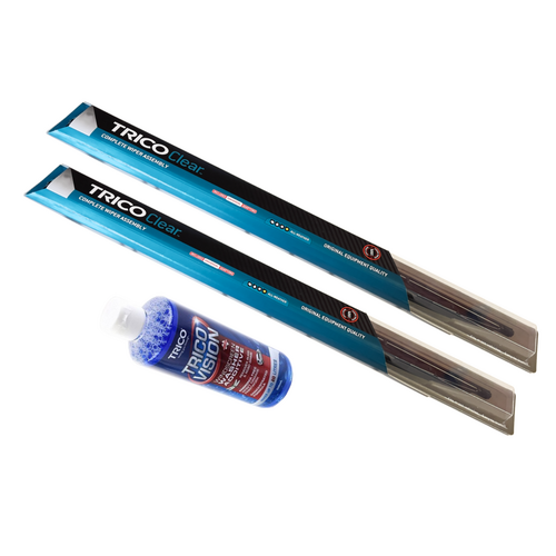 Ford Spectron Trico Clear front Wiper Blades & 500ml Wiper Fluid 1983-1984