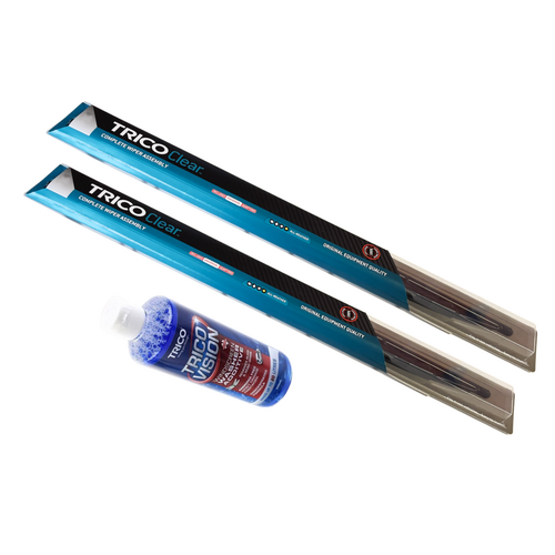 Suzuki SS40 Mighty Boy Trico Clear front Wiper Blades & 500ml Wiper Fluid 1985-1989