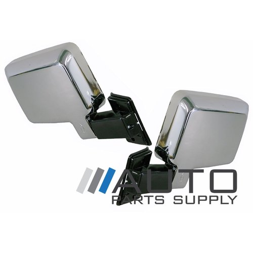 Pair of Chrome Manual Mirrors For Toyota 60 Series Landcruiser 1988-1990