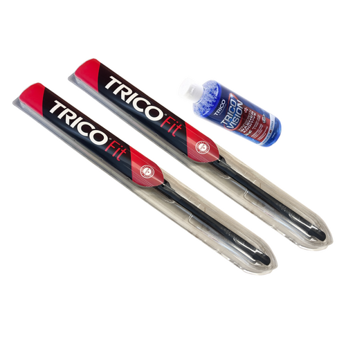 Ford WD Festiva Trico Hybrid Front Wiper Blades & 500ml Wiper Fluid 1997-1998