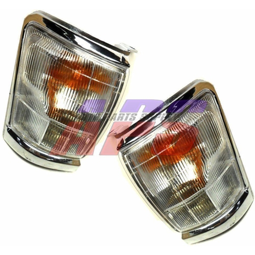 Pair of Indicators Corner Lights (Chrome Surround) For Toyota Hilux 1997-2001